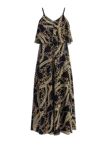 Damen Maxikleid Mit Allover-Print in Schwarz