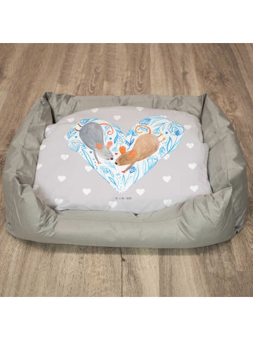 Katzenbett Mäuse Herz ohne Spruch in Grau Pastell