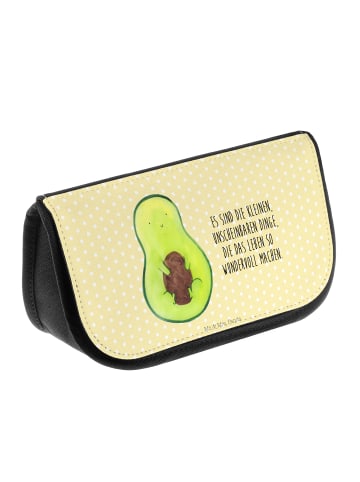 Kulturtasche Avocado Kern mit Spruch in Gelb Pastell