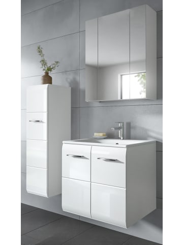 Badmöbel Set 3-teilig weiß Hochglanz 105 cm, Kombination inklusive Waschbecken