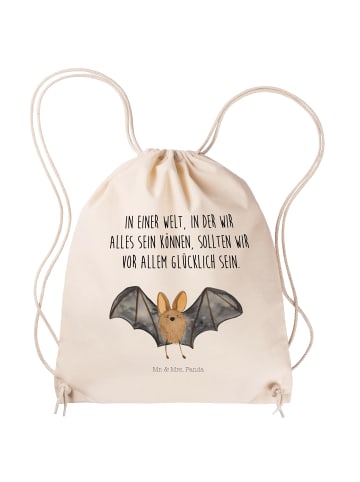 Sportbeutel Fledermaus Flügel mit Spruch in Creme