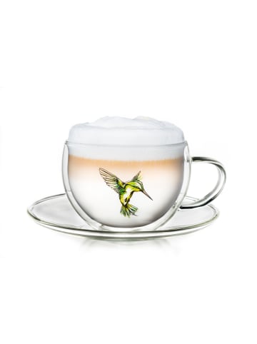 Thermo-Tasse "Hummi" mit Untersetzer in Grün - 250ml Glas