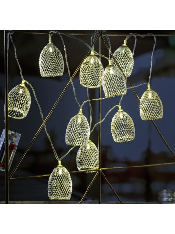 LED Deko Lichterkette Glamour 10 Lampenschirme L: 1,8m in silber