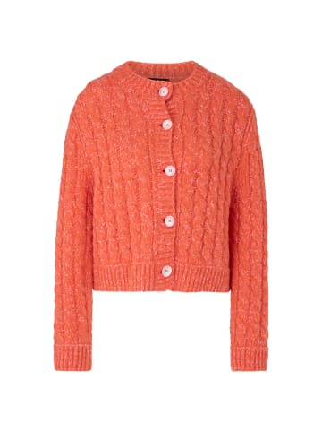 Cardigan mit Zopfmuster und Knopfleiste in Tigerlily