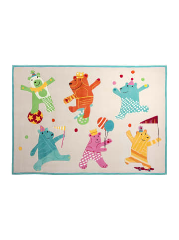 Teppich "Dancing Bears" in Sand/Orange/Türkis/Pink