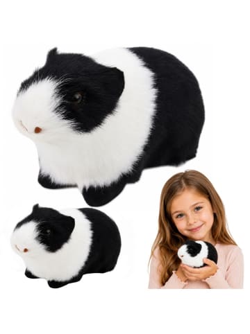 Lean Toys Realistisches Meerschweinchen aus weichem Fell, schwarz-weiß, 12 cm