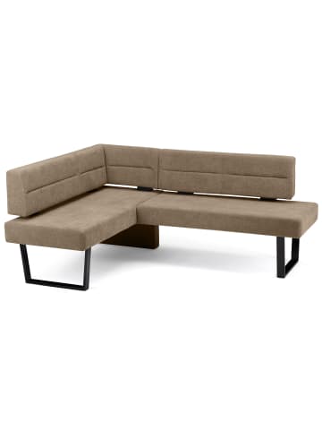 ECKBANK Doralyn für 5 Personen Metall+Microfaser Schwarz/Braun