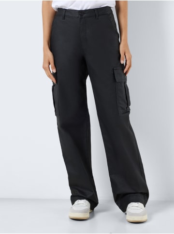 Kunstleder Cargo Hose Wide Leg Bootcut Pants PU Coated NMYOLANDA in Schwarz-2