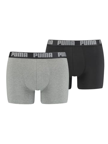 Boxershorts PUMA BASIC BOXER 2P in 691 - dark grey melange / black