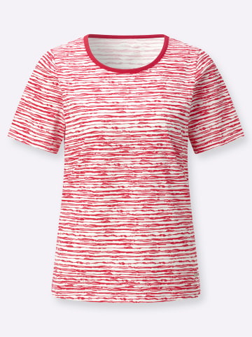 Rundhals-Shirt in erdbeere-flamingo-bedruckt