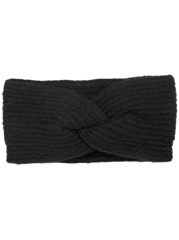 Strick Stirnband mit Perlrippen Muster und Knoten in Schwarz