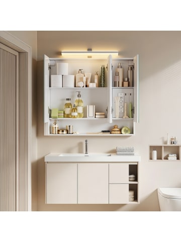 Badezimmerschrank in Weiß - (B)16.6 x (H)75.1 x (T)90.1 cm