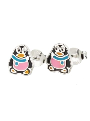 Ohrringe 925 Silber Pinguin in Bunt