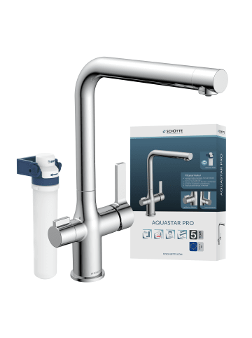 AQUASTAR PRO Trinkwasser-Spültischarmatur, Chrom, mit Filtersystem