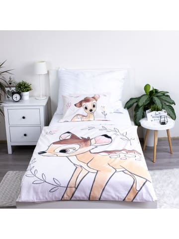 Bambi Bettwäsche-Set – Bettbezug 100x135 cm + Kissenbezug 40x60 cm in Weiß
