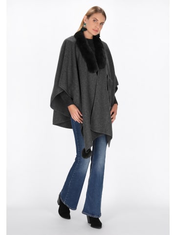 Women Poncho in grey melange