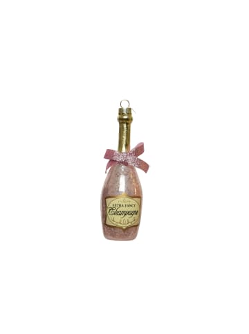 Baumschmuck Champagner Flasche Glas Ahnänger in rosa