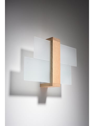 Wandleuchte "LEDA" in Natural Holz und Glas moderne lampe 1xE27 LED NICE LAMPS