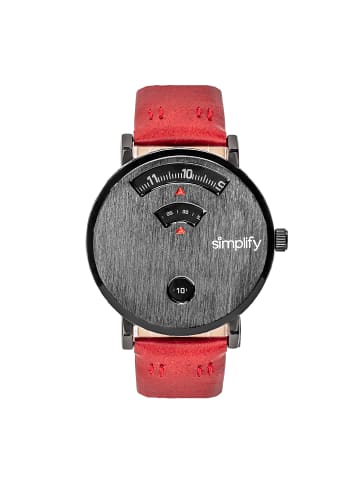 Die 7000 Lederarmbanduhr in Black/Red