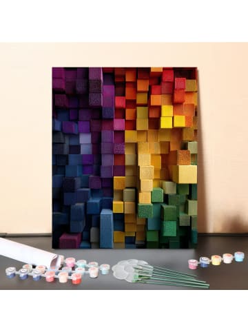 DIY Malen nach Zahlen Set-"Regenbogenmauer" 