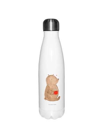 Trinkflasche Bär Kaffee ohne Spruch in Weiß