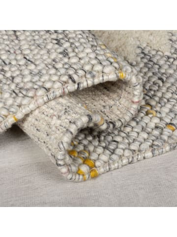 Teppich Wolle Handgewebt MEDWAY Zickzack Bordüre Wohnzimmer in Beige-Grau