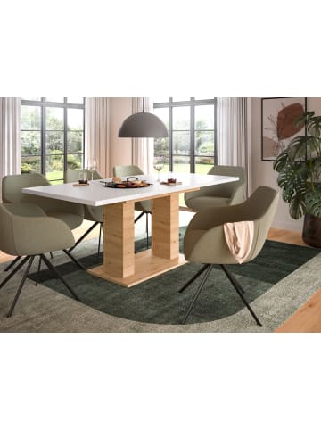Esstisch weiß, Eiche Artisan, Küchentisch ausziehbar 150 - 190 cm