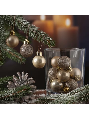 14er Set Weihnachtskugeln bruchfest D: 3cm in creme