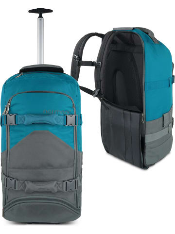 Reisetasche mit Rollen und Rucksackfunktion Melano90 in Grau/Petrol