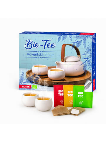 Tee-Adventskalender mit 24 Teebeuteln in Blau