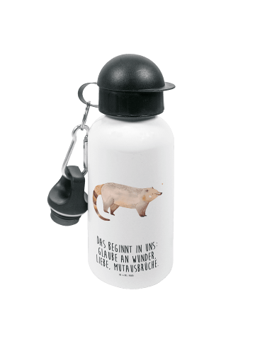 Wasserflasche Nasenbaer mit Spruch in Weiß