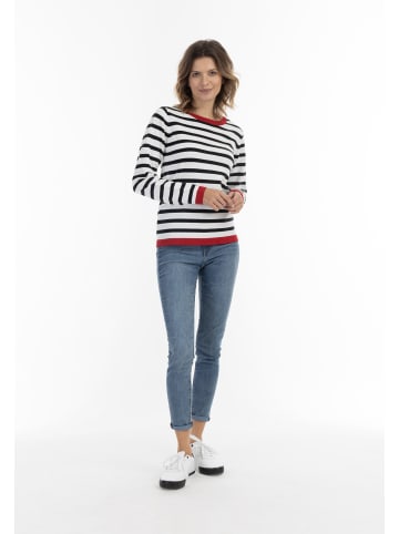 Damen Strick Pullover in Weiss Mehrfarbig