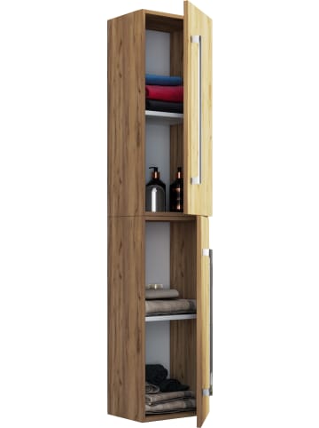 Holz Badmöbel Bad Hochschrank Badschrank Badinos 2 in Honig-Eiche