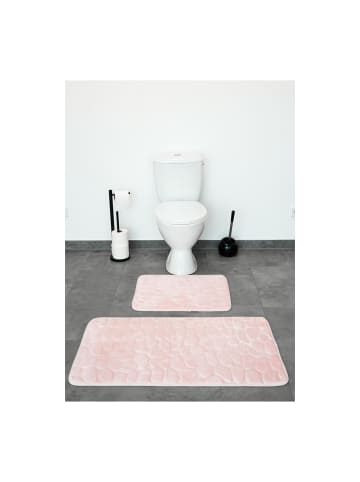 Premium 2 teiliges Bademattenset Waschbar in Rosa-Stein