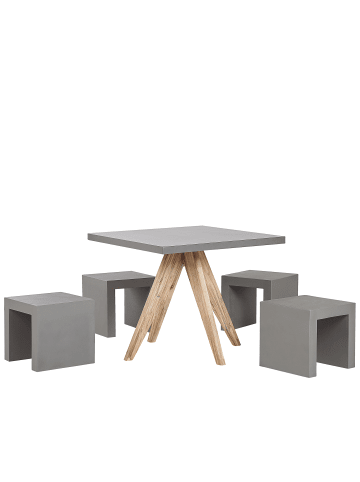 5-tlg Gartentisch Set OLBIA/TARANTO in Grau/Braun