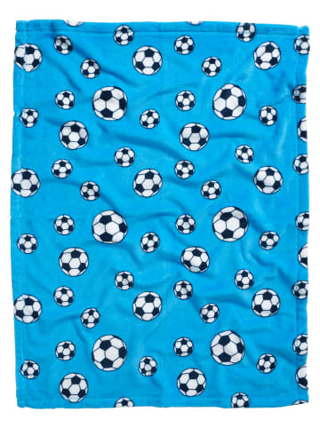 Fleece-Decke Fußball in Blau