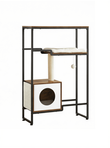 Katzenbaum Island in Braun - (B)34 x (H)114 x (T)74 cm