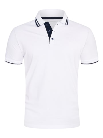 Poloshirt - RRCOLIMA Kurzarm Polo-Hemd T-Shirt in Weiß-Schwarz