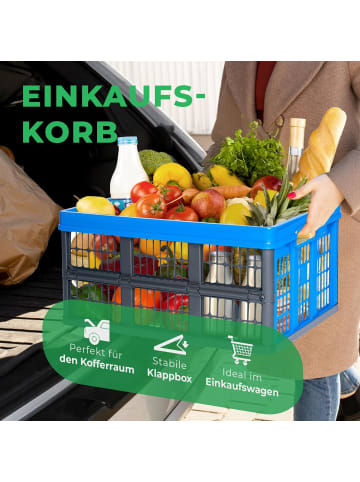 Novaliv Klappbox 45l Blau 6er Set - Faltbare Korbbox mit praktischen T in blau