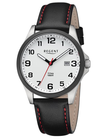 Herrenuhr Titan mit Leuchtzifferblatt Weiß / Schwarz / Silber