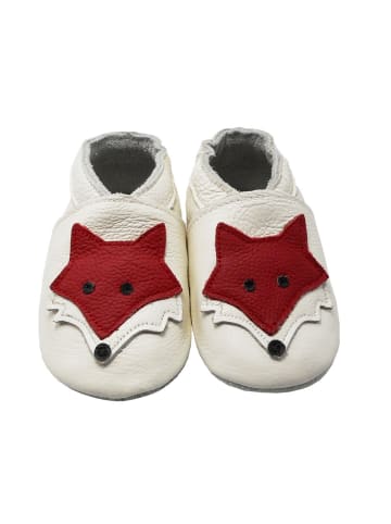 Leder-Krabbelschuhe "Fuchs" in Weiß