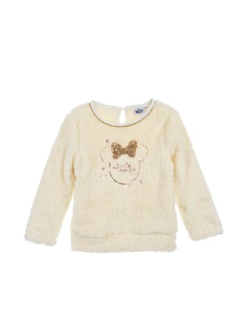 Pullover Fleece Sweatshirt mit Pailletten in Beige