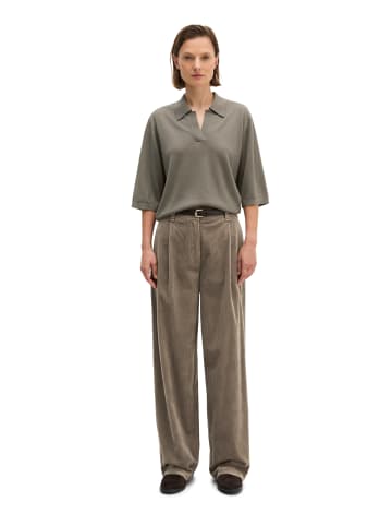 Strick-Poloshirt loose in Stone Taupe