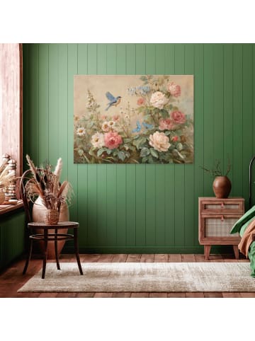 Leinwandbild Blumen in Beige