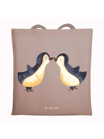 Tragetasche Pinguin Liebe ohne Spruch in Braun Pastell