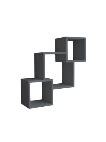 Wandregal vertikal versetztes Regal "Connect" aus Holz in Anthrazit