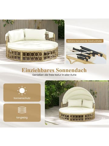Rattan Sonneninsel mit Beistelltisch in Beige