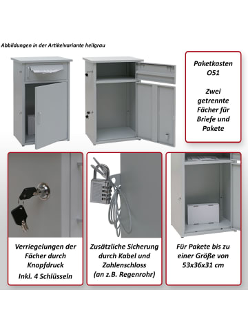 Paketkasten O51 mit 2 Fächern, Dunkelgrau/hellgrau