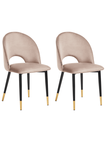 2er-Set Esszimmerstuhl MAGALIA in Beige/Schwarz/Gold