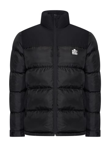 Colorblock Puffer Winterjacke Warm Gefüttert Outdoor Steppjacke in Schwarz